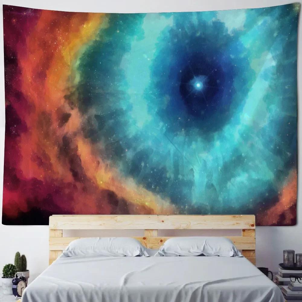 Starry Sky Universe Wall Hanging Tapestry Polyester Fabric Yoga Bed Sheet Beach Mat Living Room Bedroom Home Decoration