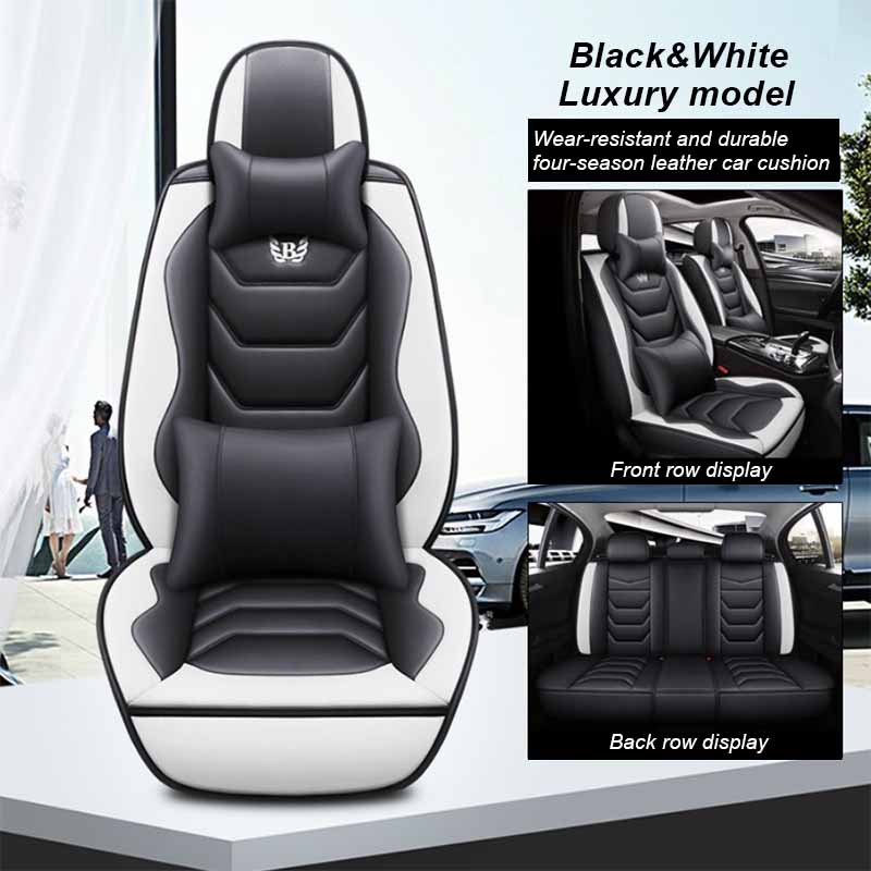 Universal Leather Car Seat Cover 5-seater Full Set of Car Seats for Most Honda Toyota Chevrolet Ford Nissan Cars, Trucks, SUVs.