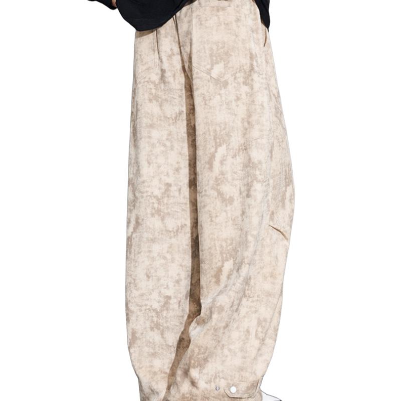 Spring Autumn Elastic Waist Tie Dye Wide Leg Loose Casual Pants Male Streetstye Trousers Men