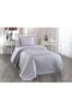 Colcha Queen Estiva Acolchoada 2 peças, Colcha 180x240 com Fronha, Tecido de Algodão, Tamanho Único Cinza