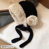 Gorro de lana con orejeras rojas, grueso y de felpa, para mujer, otoño e invierno, circunferencia de cabeza grande, cálido, tejido, sombrero Lei Feng de Año Nuevo