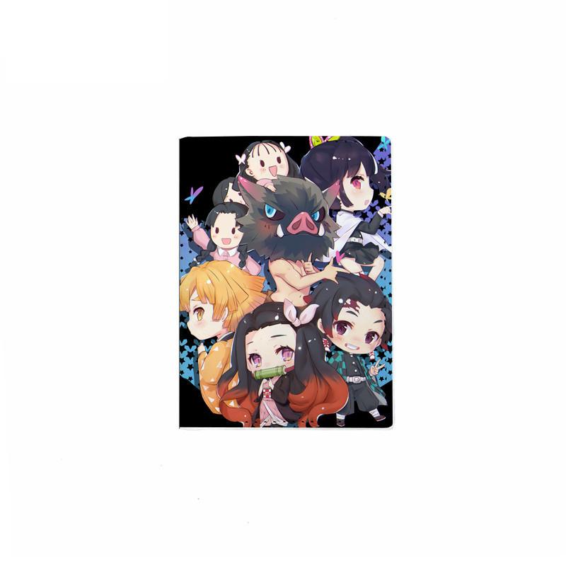 Japanese Anime Demon Slayer Passport Cover Unisex Students Travel Passport Holder Wallet Women Leather Credit Card Holder Case