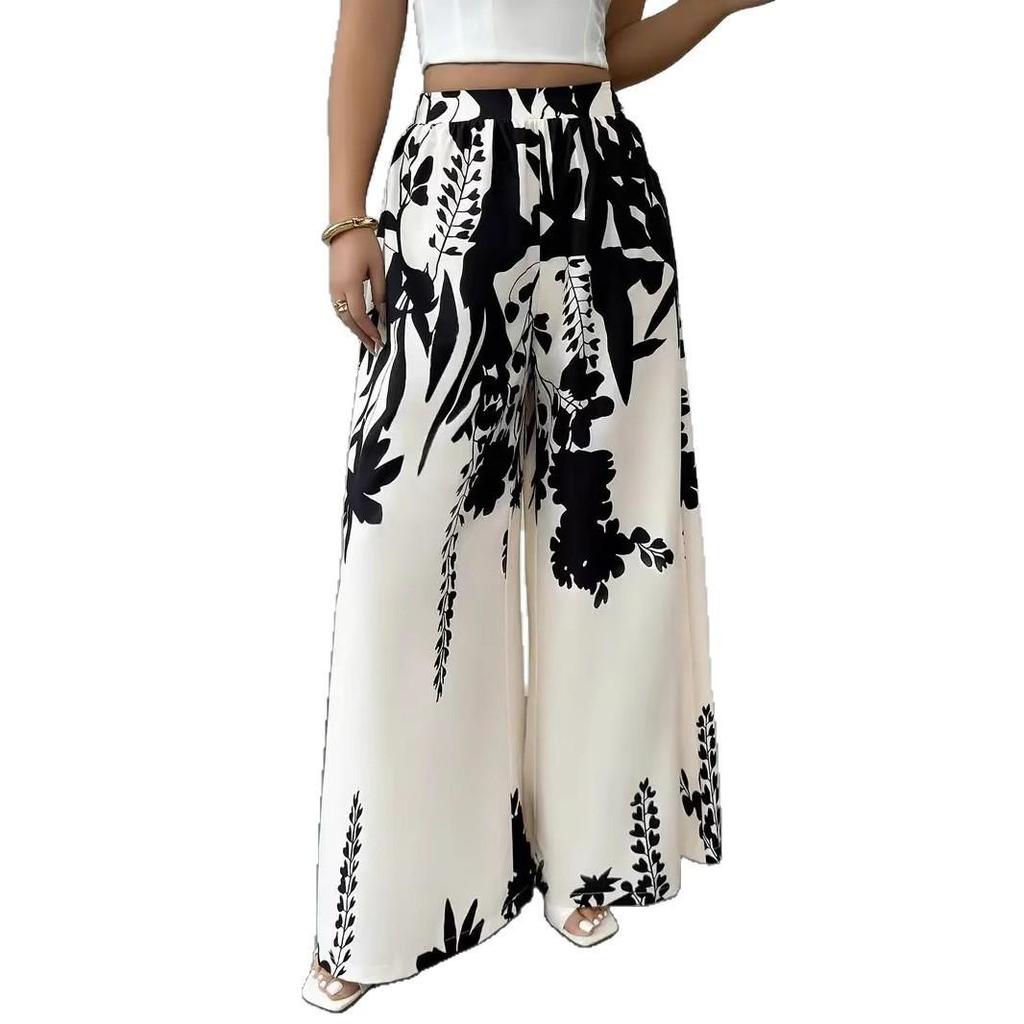 Modische Damen-Hose mit Print, Schnürung, Taillenbetonung, schmal geschnitten, lässig