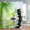 Tenda Doccia Zen Paesaggio di Loto Tenda Doccia Meditazione Pietre Zen Bambù Verde Fiore Pianta Tende Doccia Arredo Bagno
