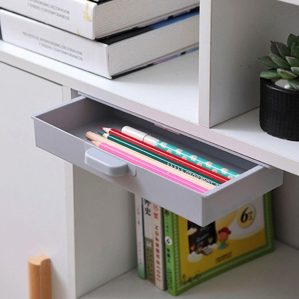 Save Space Desk Drawer Organizer Suspension Design Self Adhesive Storage Box Drawer Storage Box