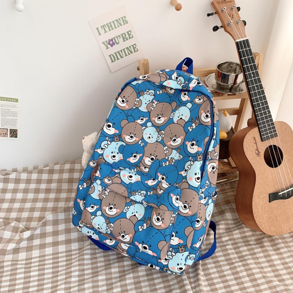 Cute Bear Printed Student Backpack Large Capacity Waterproof Book Bag Nylon Women Backpack Students