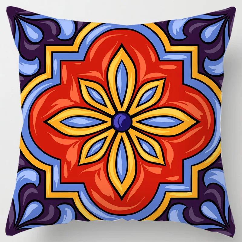 Colorful national floral antique porcelain print Pillowcase Comfortable sofa car Seat cushion cover Bohemian Hippie home decor