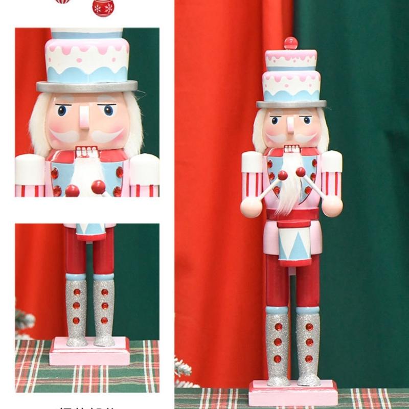 Collectible Wood Nutcrackers Puppet Decoration Desktop Shelf Ornaments 38cm Handmade Festive Nutcrackers Puppets