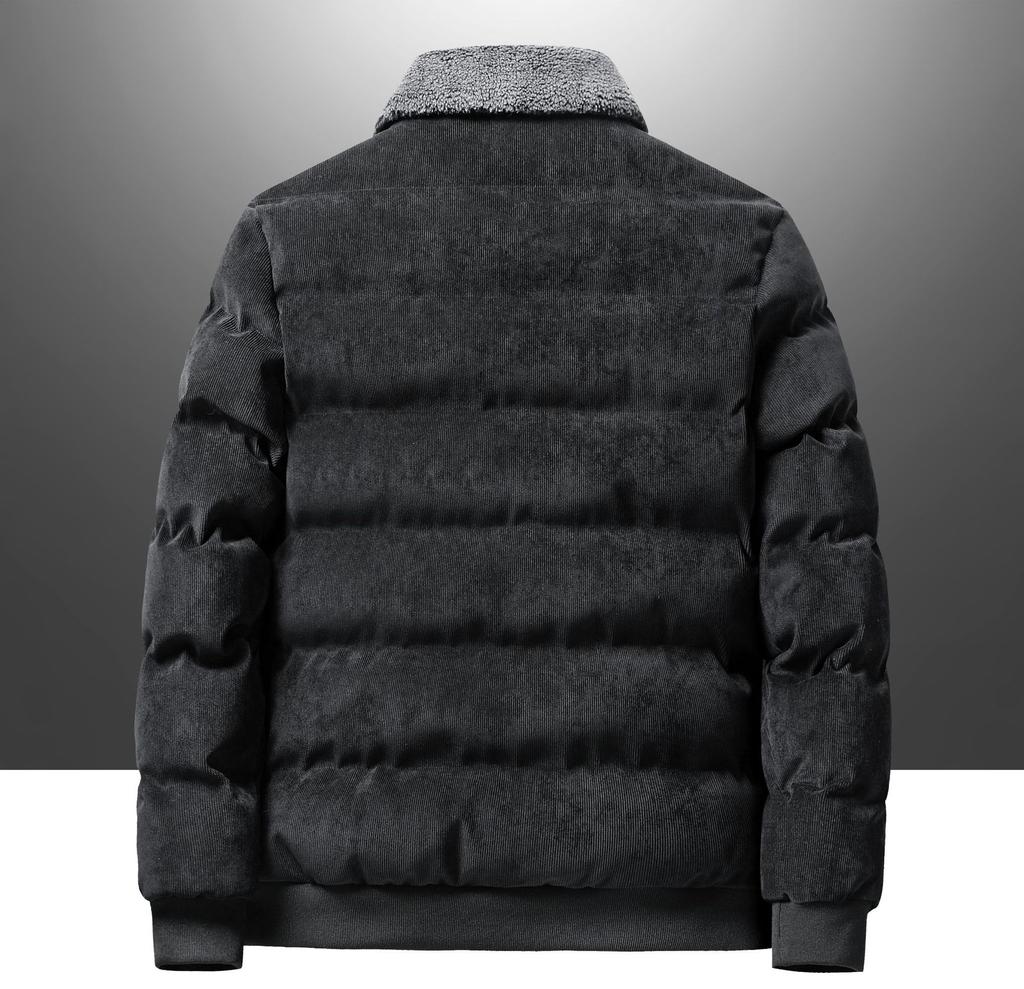 Winter Plush and Thick Lapel Corduroy Jacket for Men's Youth Warm Jacket Urban Jacket