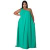 2022 Plus Size Sleeveless One-Shoulder Backless Halter Dress