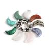 10 Teile/paket Mondform Naturstein Anhänger Reiki Heilkristall Quarz Achat Verschiedene Edelstein Charms für Schmuckherstellung DIY Zubehör 11x21mm