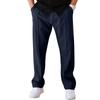 Men's Blue Relaxed Fit Straight Leg Casual Trousers with Center Crease Lightweight Dress Pants