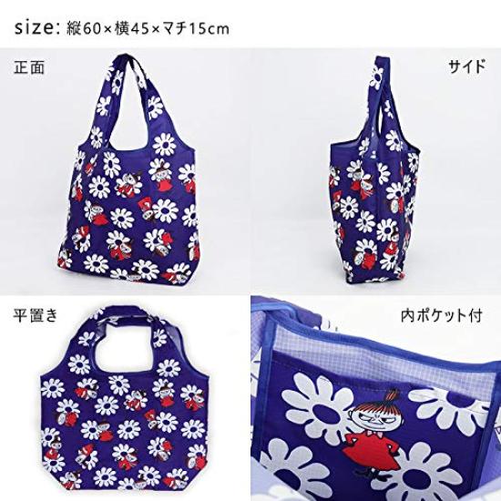 Small Planet MOOMIN Moomin Roll-Up Shopping Bag, Little My with Flower Flyer, Navy, MMAP3669, Small