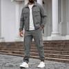 Completo da Lavoro Casual da Uomo a Manica Lunga, Pantaloni, Multitasche, Monocolore, Due Pezzi