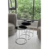 Dream 3-seat Nesting Coffee Table Silver Color Metal Leg Black Unbreakable Mirror
