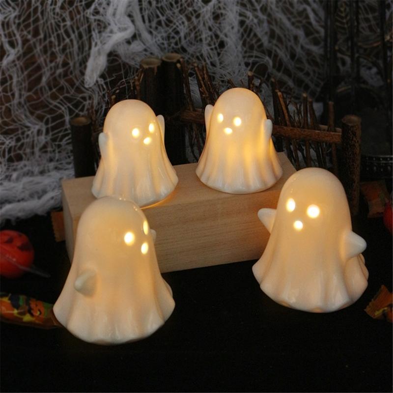 Friendly Ceramic Ghosty Statue Halloween Decoration Handmade Sculpture For Home Decoration