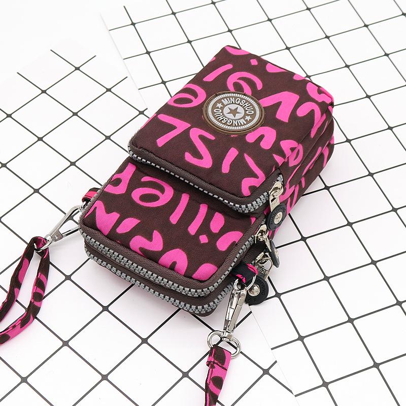 Nylon Schulter-Crossbody-Handytasche für Damen, Sport Laufen Mehrschichtige Reißverschlusstasche Armbandtasche, Clutch Münzbörse, Schlüsselhalter