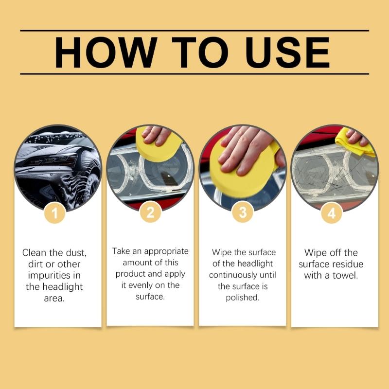 Headlight Care & Restoration Agent Easy To Use Formula Cleaning & Polishing for Oxidation Removal & Surfaces Protection