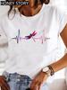 Dragonfly Butterfly Print Base Top Loose Women's Short-sleeved T-shirt Round Neck Oversized T Shirt  Women Clothes