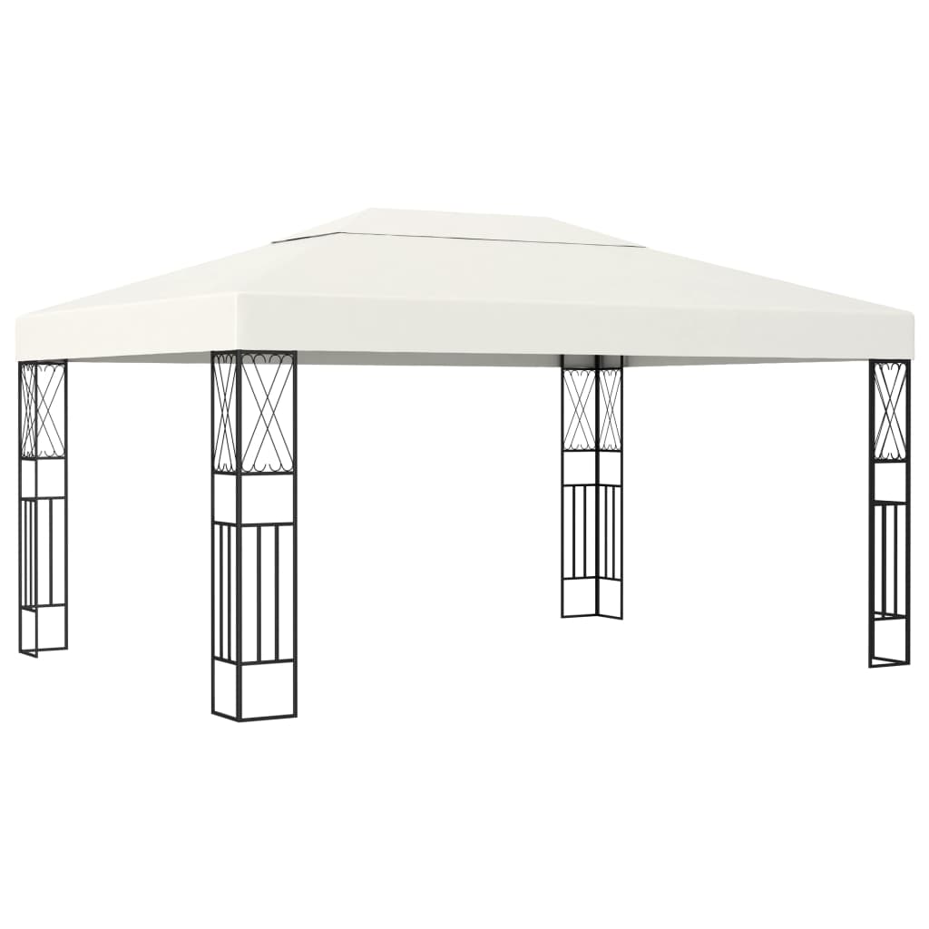 Gazebo with LED String Lights 3x4 M Cream Fabric