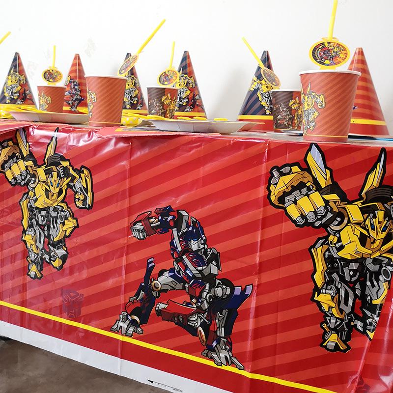 Transformers Bumblebee & Optimus Prime Kids Birthday Party Set: Cups, Plates, Banners, Tablecloth