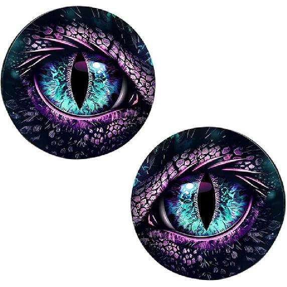 2 PCS Car Beast Eyes Decals, 3D Stereo Beast Eyes Stickers, Water-Proof Round Light Decal, Cool Beast Eyes Light Decoration Stickers, Suitable For