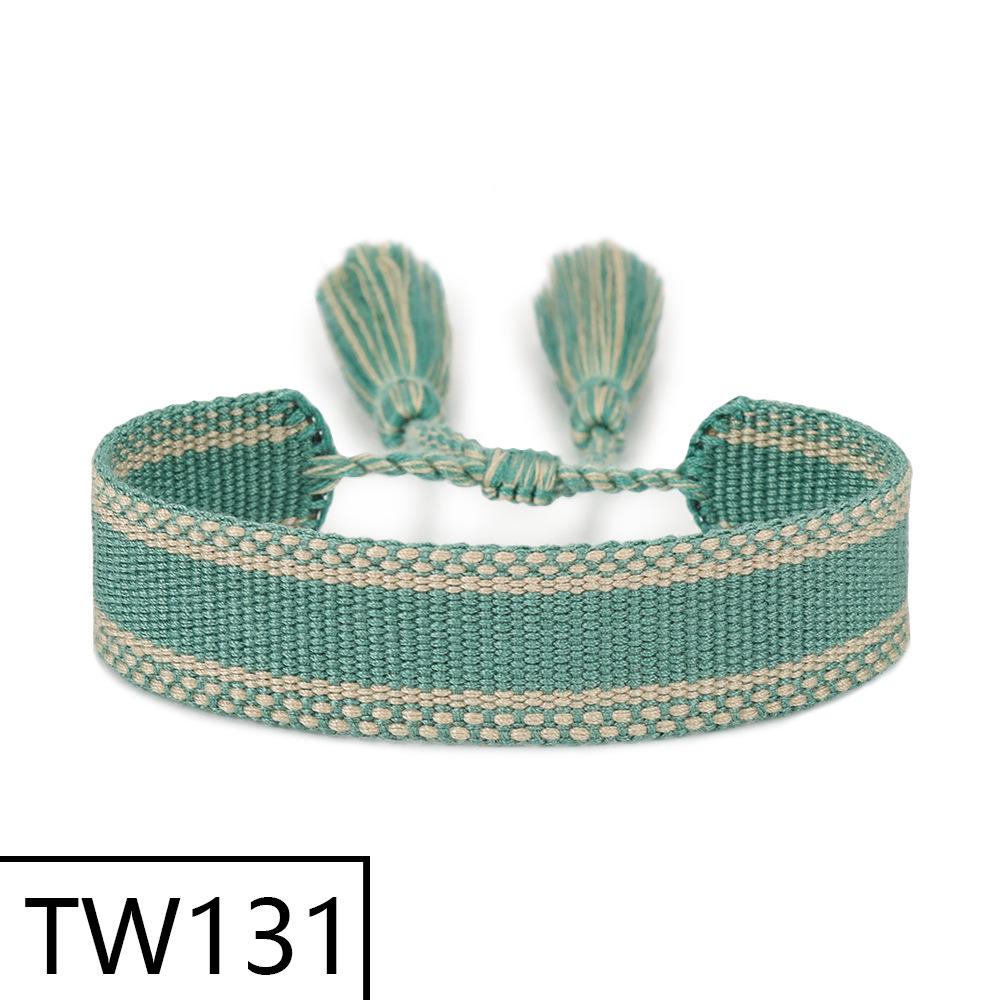 Customizable Handmade Bohemian Tassel Bracelet with Embroidered Logo - European & American Ethnic Friendship Style