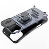For iPhone 16 Plus Case PC+TPU Camshield Phone Cover with Ring Holder Kickstand