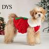 Washable Puppy Outfit for Maltese Christmas Velvet Dog Dress, Red Festive Dress with Fleece Collar, Cute Sleeveless Clothing Small Pets Cozy