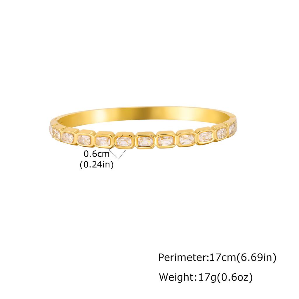 Stainless Steel Geometric Design Women'S Bracelet, Fashionable Ol Light Luxury Style Versatile Simple Zircon Bracelet B-767