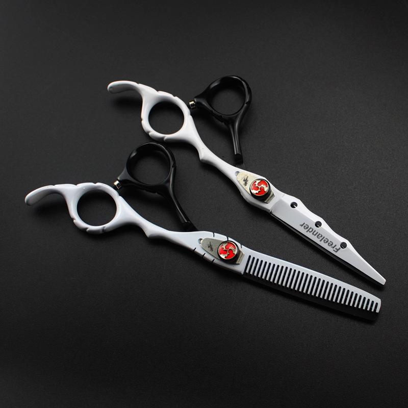 6.0" God Walker Black & White Hairdressing Scissors Set - Includes Straight Shears, Bangs Scissors, and Thinning Shears.