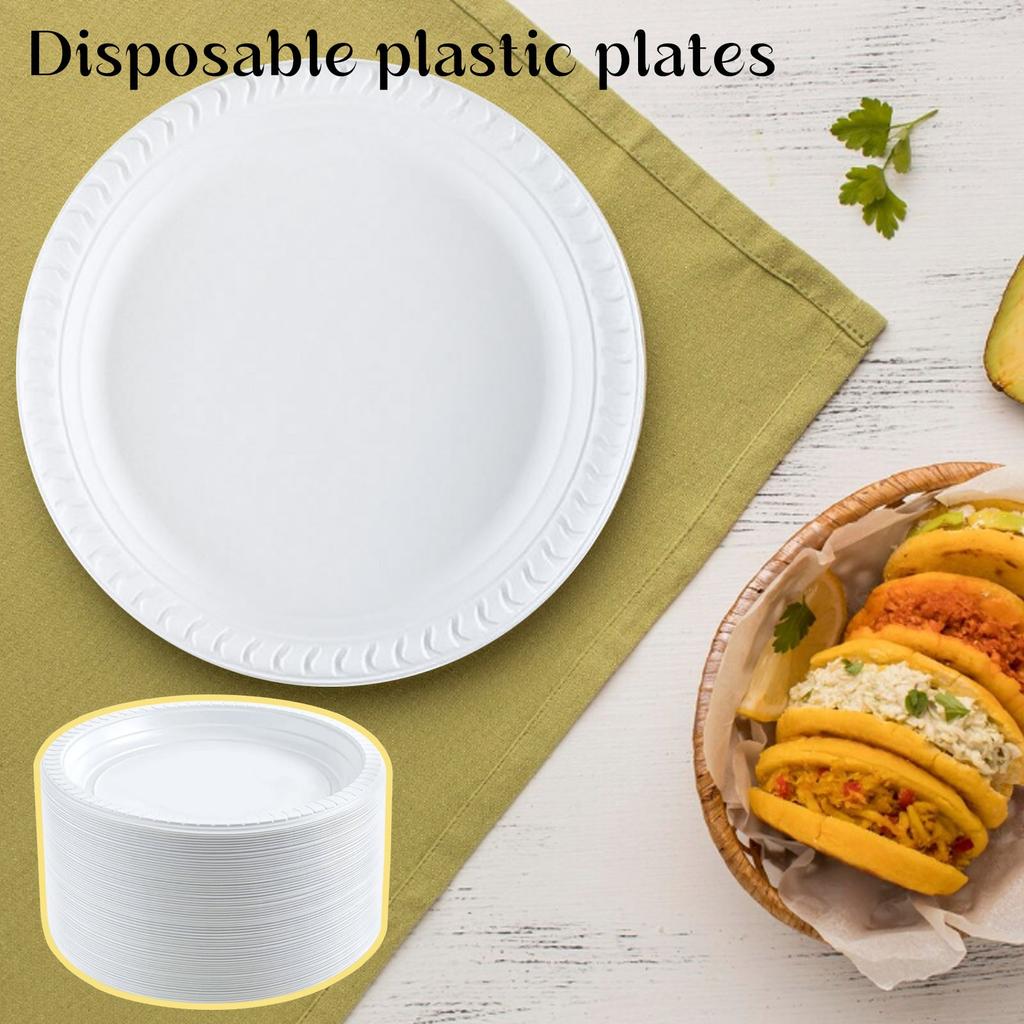 Round Disposable And Microwaveable Party Tray, 6-inch 50-piece Picnic Disposable Cutlery