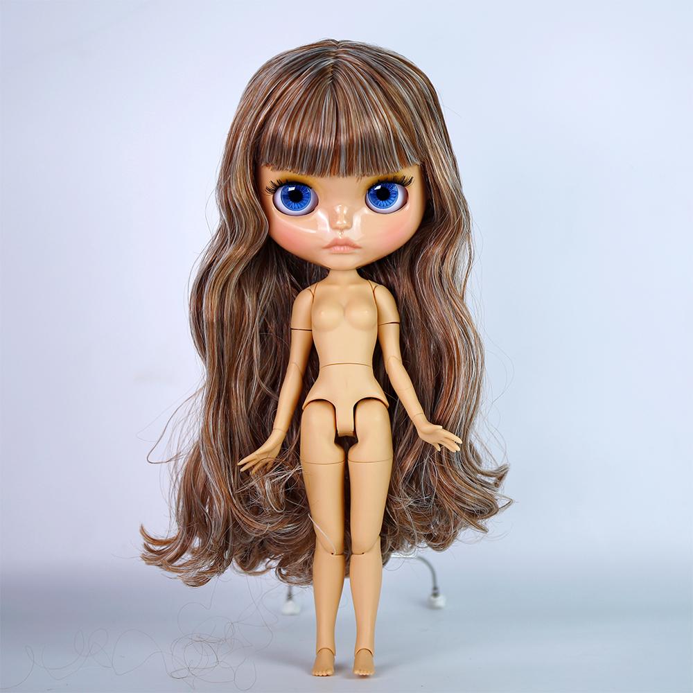 Icy Dbs Blyth Doll 19 Joints 30cm Body Bjd Doll Matte Face Glossy Face Tan Skin Beep Lips Hand-Painted Makeup Diy Hair Girl Gift
