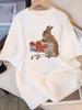 Women'S Short-Sleeve T-Shirt with A Rabbit Bought Carrots,New Loose-Fitting Summer Style,Flattering Lady's Top Travel Daily Wear