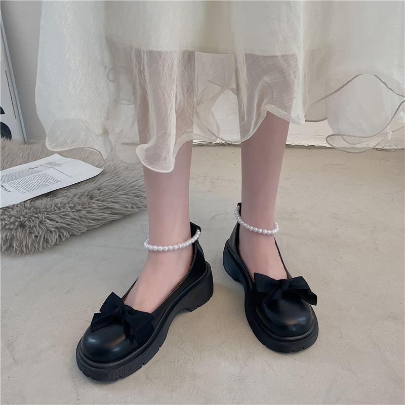 Women Thick Platform Mary Janes Lolita Shoes Party Pumps Summer  New Sandals Bow Chain Mujer Shoes Fashion Oxford Zapatos