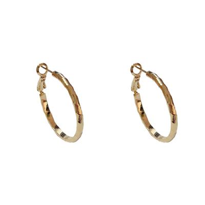Fashion Minimalist Metal Texture Silver Needle Hoop Earrings For Women