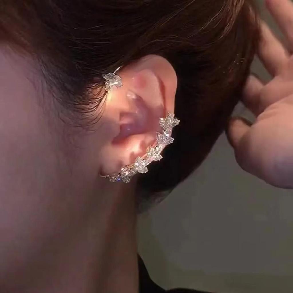 Neuer glitzernder Blatt-Ohr-Cuff - Ohne Piercing, 2025 Kalter Stil, Hochwertiger Knorpel-Ohrring