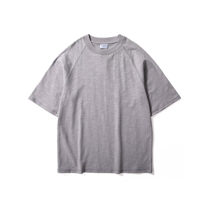 Men's Summer New Style Loose Breathable Bamboo Cotton Top American Retro Trendy Brand Raglan Sleeve Pure Cotton Short-Sleeved T-Shirt