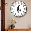 Industrial Style Wall Clock Man Silhouette Clock Silent Non-Ticking Round Hanging Decorative 12 Inch Digital Analog for Home Office Bedroom