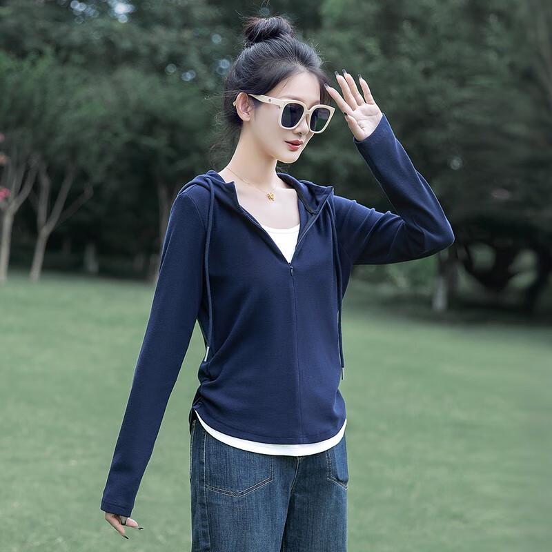 Damen Faux Zweiteiler Colorblock Hoodie