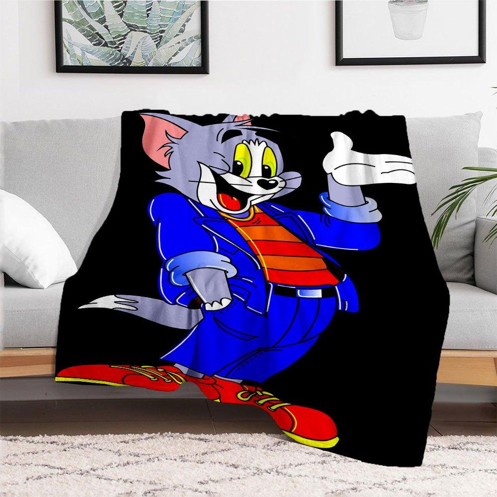Tom & Jerry Cartoon Character Blue Suit Costume Cosplay Party Fancy DressBlanket Flannel Throw Blanket for Sofa, Bed, Travel, Camping, Office