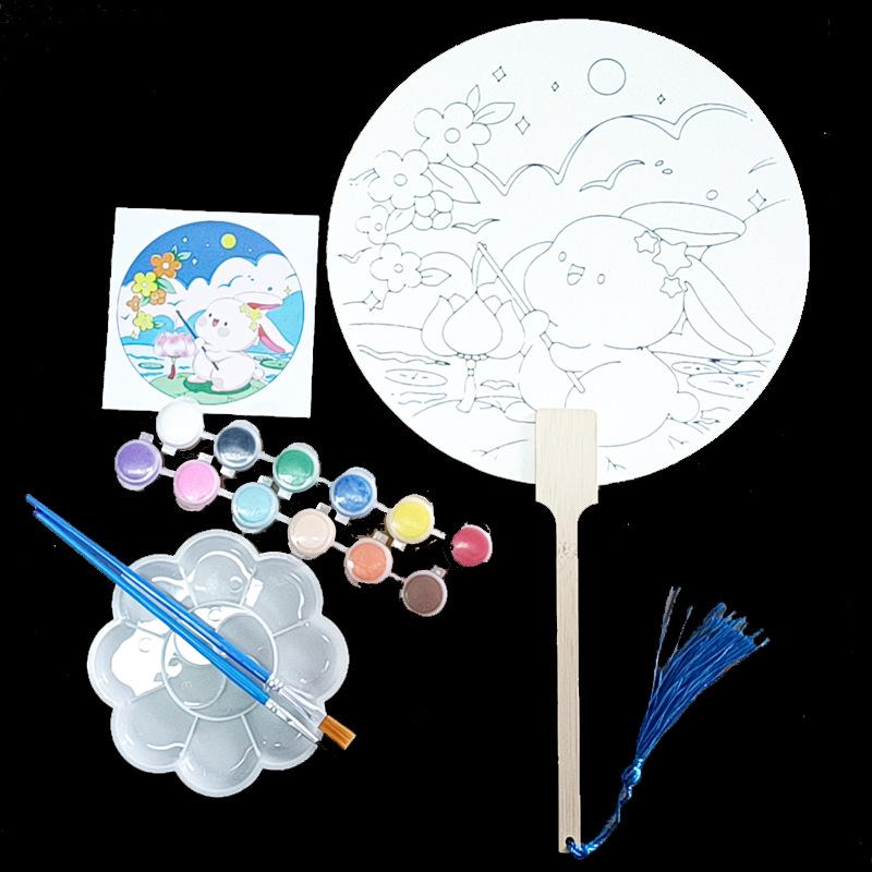 Thickened Rice Paper Round Fan for Chinese Watercolor & Calligraphy: DIY Ancient Ink Painting Kit