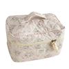 Quilted Pink Flower Ladies Travel Storage Bag Makeup Case Retro Floral Print Women's Cosmetic Bags Small Purse Female Handbags