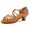 Chaussures de Danse Latine Peep Toe Femmes Filles Enfants Semelle Souple Salsa Fête Salle de Bal Chaussures de Danse Standard à Talons 4CM