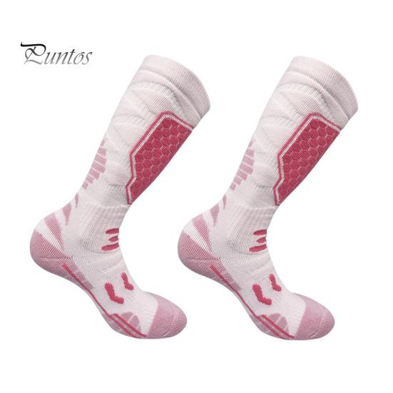 

1 пара зимних носков унисекс с высоким голенищем, с геометрическим узором, влагоотводящие носки для пеших прогулок, спорта, машинной стирки, сохраняющие тепло, нескользящие, повседневные чулки розовый