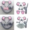 Mouse Costume Set Mouse Ears Headband Tail Bow Tie Nose Gloves Tutu Skirt for Kid Halloween Christmas Animal Cosplay