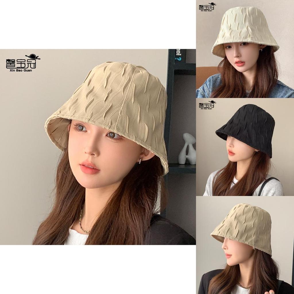 Cotton Pleated Bucket Hat For Fall Winter Fashion Women