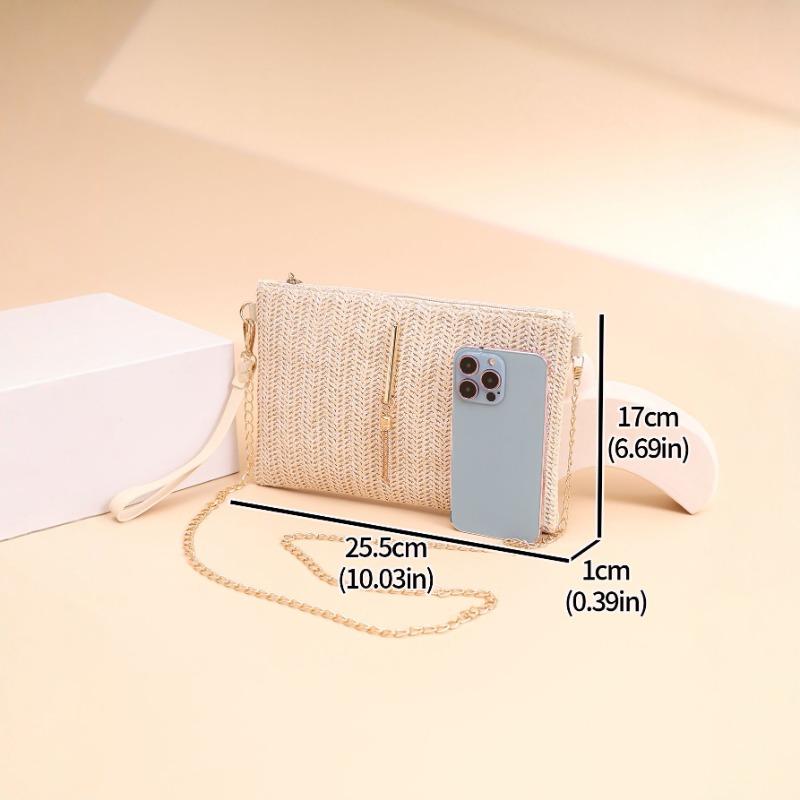 New Woven Clutch Bag Straw Flip Fringed Bag Fashion Envelope Bag