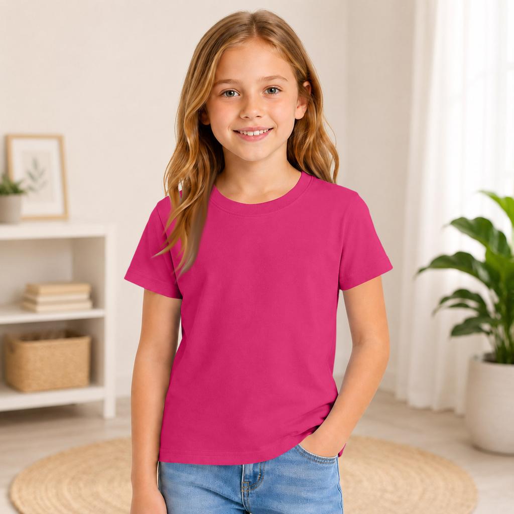 Kids Color Short Sleeve Round Neck T-Shirt for Everyday Casual Wear