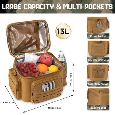 Tactical Lunch Bag for Men Outdoor Heavy Duty Lunch Box Meal Camping Picnic Work Leakproof Insulated Durable Thermal Cooler Bag